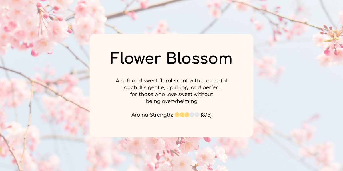 Rangkaian bunga mekar berwarna lembut yang mencerminkan aroma floral manis dan penuh semangat